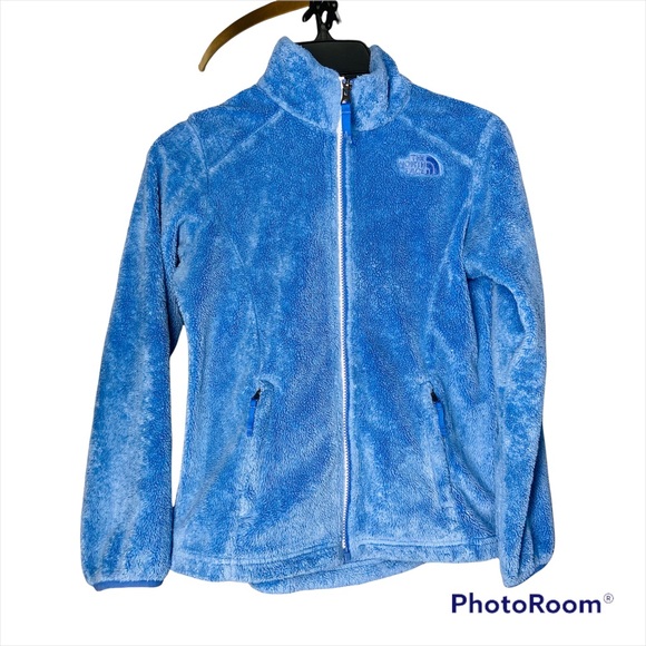 The North Face Girls Medium 10-12 Blue Fuzzy Osito Full Zip Fleece Jacket - Picture 1 of 9